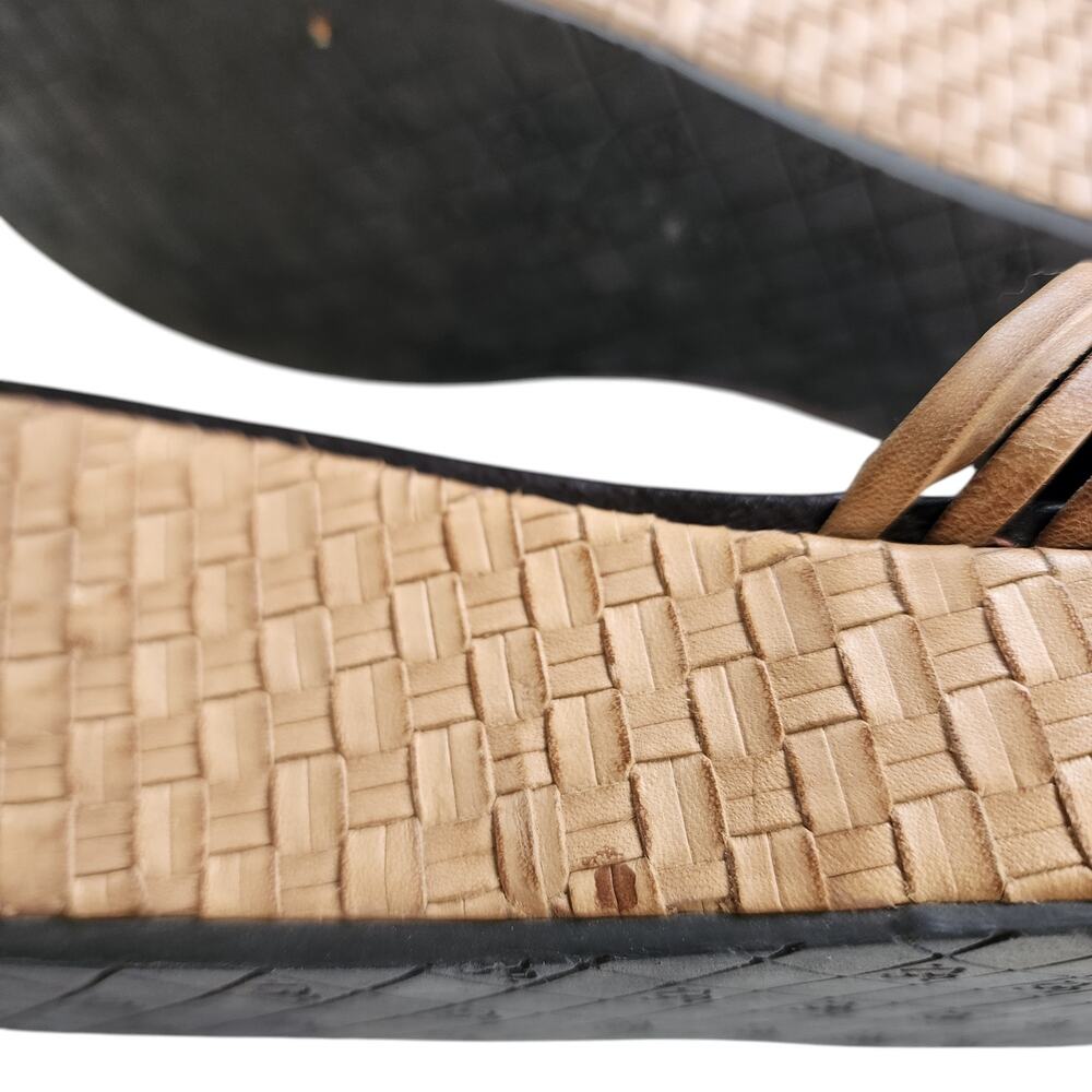 Donald J. Pliner Tan Woven Wedge Slide Sandals - Picture 6 of 14